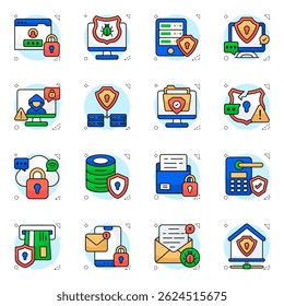 Pack of Security Flat Icon