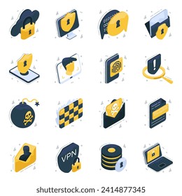 Pack of Security Isometric Icons 

