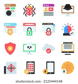 Paquete de iconos planos de seguridad y protección

