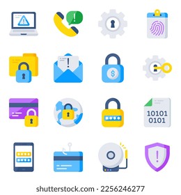 Pack of Security and Protection Flat Icons

