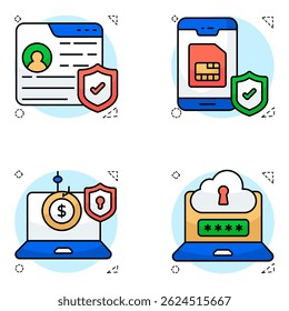 Pack of Security and Shield Flat Icon