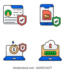 Pack of Security and Shield Flat Icon