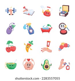 Pack of Self Fitness and Fun Hobbies Stickers 

