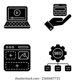 Pack of Seo and Analytics glyph Icons 

