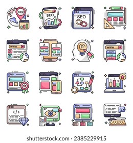 Pack of Seo and Data Flat Icons

