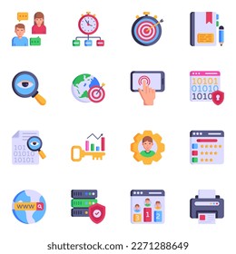 Paquete de vectores de iconos planos SEO 

