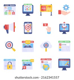 Paket mit Seo-Flat-Symbolen

