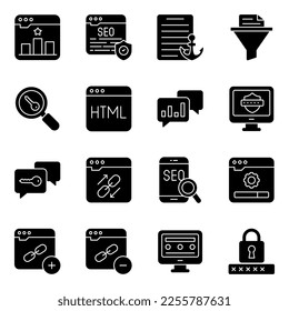 Pack of Seo and Infographic Solid Icons 

