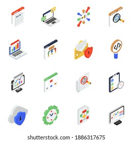 
Pack of Seo Services Isometric Icons