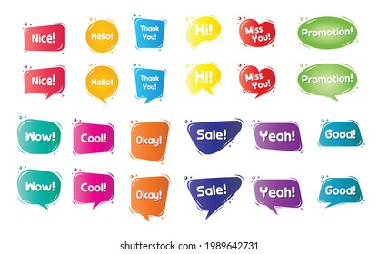 Pack Set Bubble Speech Fun For Shop Sale Price Tag Product Colorful Gradient Color
