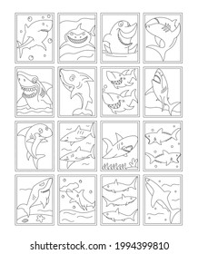 Pack of Sharks Coloring Pages Templates 