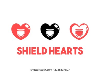 Pack of shield hearts icons. Hearts for games. Heart to site. Icons for web development.