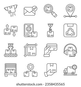 Pack of Shipment and Cargo line Icons 

