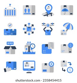 Paquete de iconos planos de envío 

