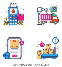 Pack of Shipment Flat Icons 

