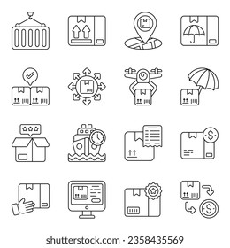 Pack of Shipment line Icons 

