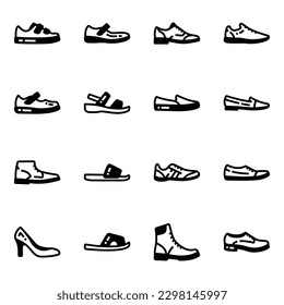 Pack of Shoes Glyph Icons 

