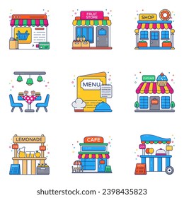 Paket von Shop- und Store-Flachsymbole

