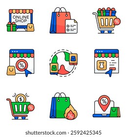Pack of Shopping Discount Flat Icon 

