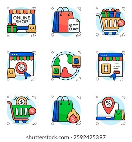 Pack of Shopping Discount Flat Icon 

