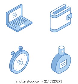Pack of Shopping Discount Isometric Icons 

