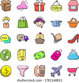 Paket von Shopping-Doodle-Symbolen 