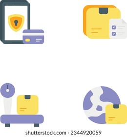 Paquete de Iconos planos de compras y comercio electrónico
