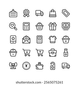 Pack of shopping ecommerce icons in modern design style