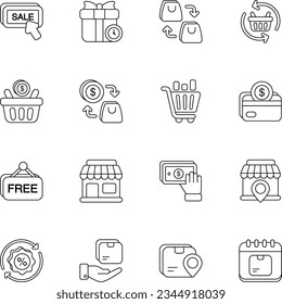 Pack of Shopping and Ecommerce Line Icons Set