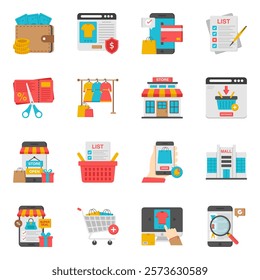 Pack of Shopping Flat Icon 

