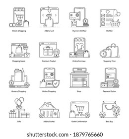
Paquete de iconos planos de compras 