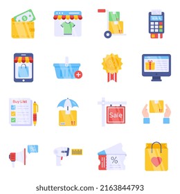 Pack of Shopping and Purchase Flat Icons