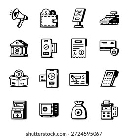 Paquete de iconos de estilo de línea de compras y minoristas 