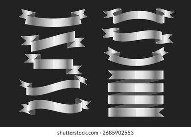 silbernes Band Element Banner Design Vektor