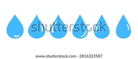 pack of simple blue water drops icon design vector