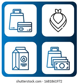 empaquetar un conjunto simple de iconos. Contiene iconos como la bolsa de compras, Kerhead, Milk, puede ser utilizada para web, móvil y logotipo