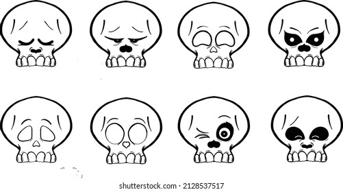 a pack of skeletons with different expressions