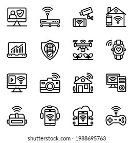 Paquete de iconos lineales de gadgets inteligentes