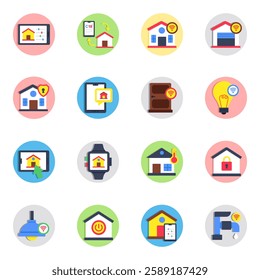 Pack of Smart Home Flat Icon 
