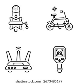Paket mit linearen Symbolen für intelligente Technologie 