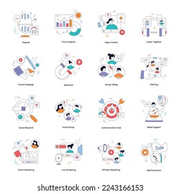 Pack of Social Communication Flat Illustrations 

