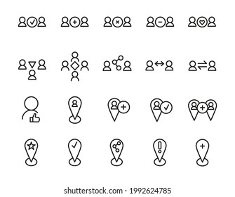 Pack of social communication, message line icons. Stroke pictograms or objects perfect for web, apps and UI. Set of 20  outline signs. Premium set