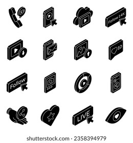 Pack of Social Media and Platform glyph Icons 
