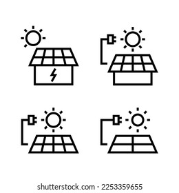 pack of solar panels connected to a house icon vector isolated illustration