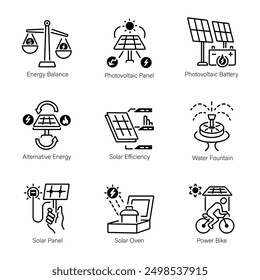 Pack of Solar System Linear Icons 

