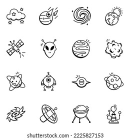 Pack of Space and Astronomy Doodle Icons 

