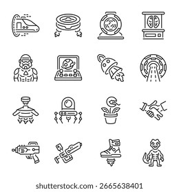 Pacote de ícones de estilo de linha de espaço 

