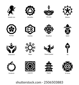 Pack of Spiritual Symbols Glyph Icons 

