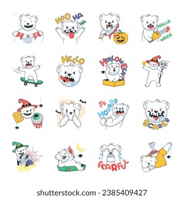 Paquete de pegatinas de doodle de oso espumoso 

