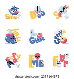 Pack of Spooky Lettering Flat Stickers 

